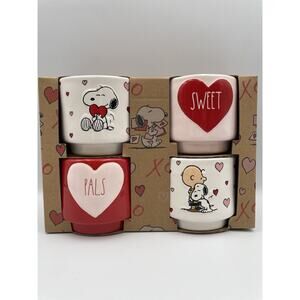 Rae Dunn x Peanuts Snoopy Charlie Brown Valentine- Set of 4- Ramekins 8 oz NEW!